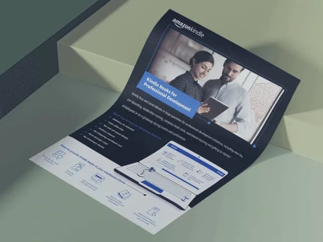 Amazon Kindle professional development campaign and brochure design mockup