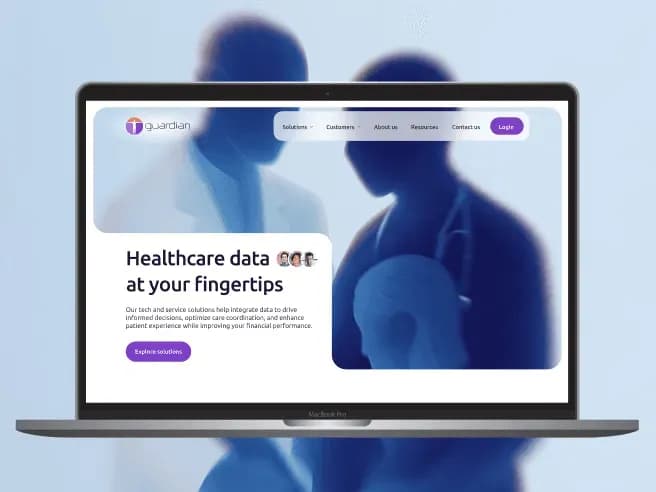Guardian healthcare data platform website displayed on a laptop screen