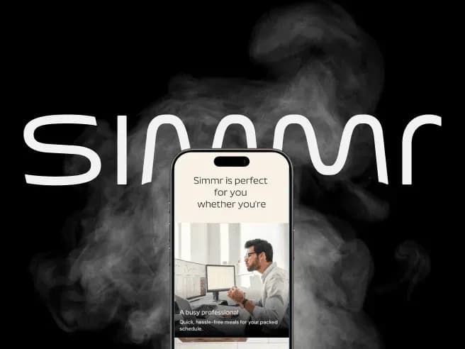 Simmr meal service mobile app interface presented on a smartphone
