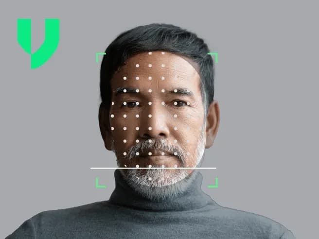 VIDA facial recognition concept showing digital face scanning and identity verification