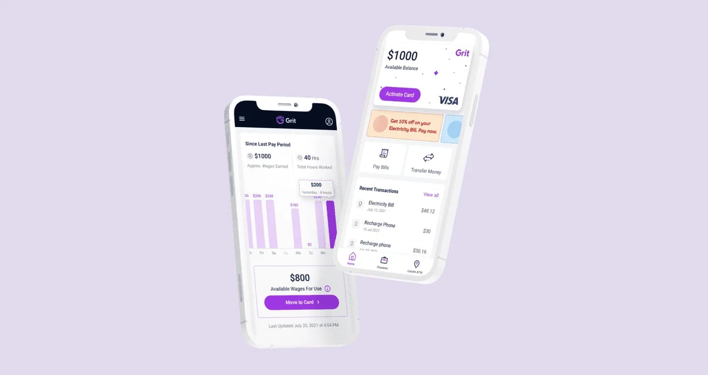 Grit digital product experience showcased across screens with a bold modern interface